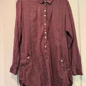 Toad&Co Burgundy and Black Striped Shirt